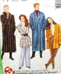 7356 3 HR FUR COAT, JACKET, VEST LINED OR NOT PATTERN L-XL ,XS-M